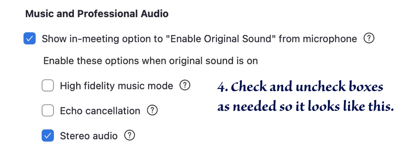Zoom Audio Configurations - Musicians Desktop Laptop Instructions 3