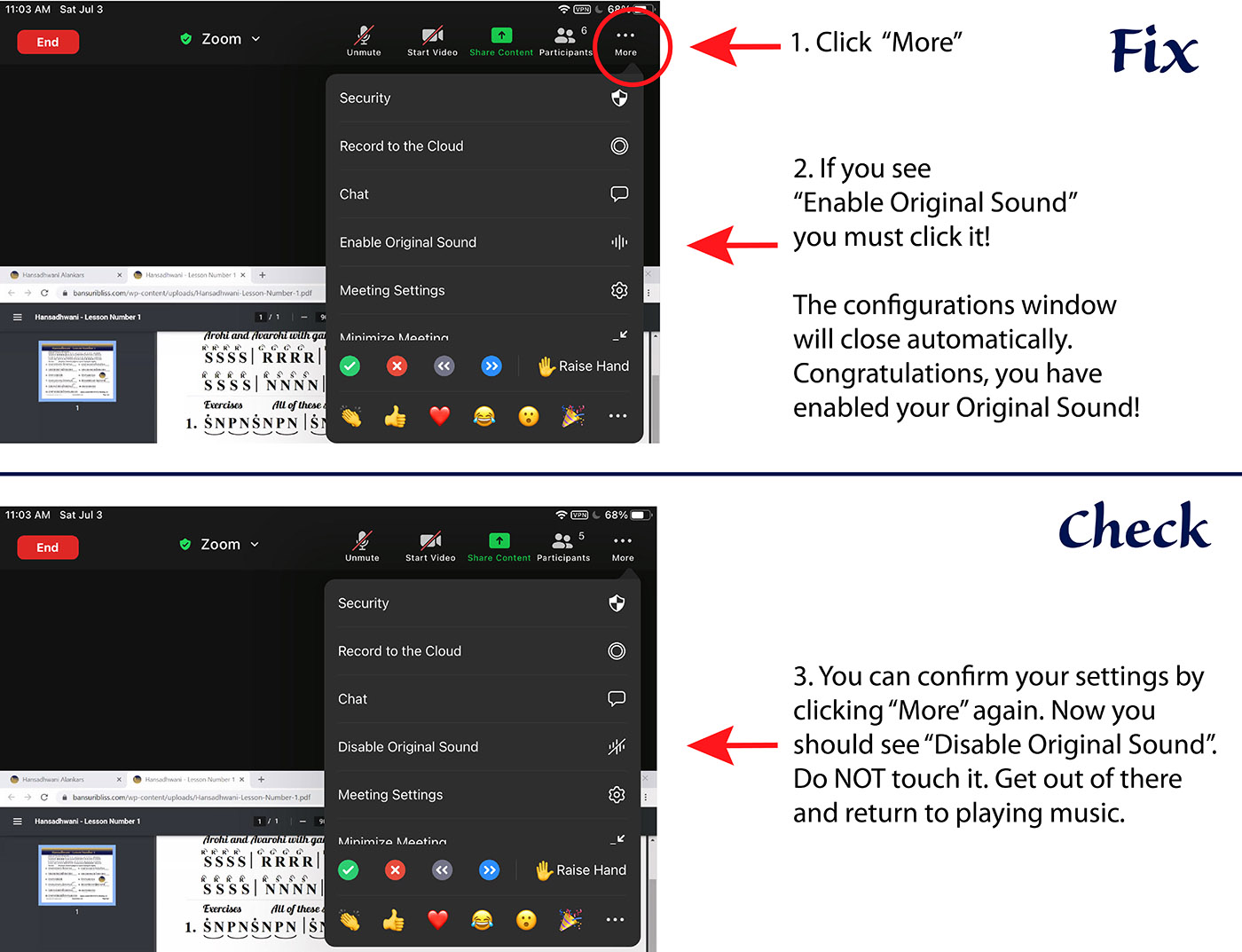 Zoom Audio Configurations - Tablet Mobile Musicians